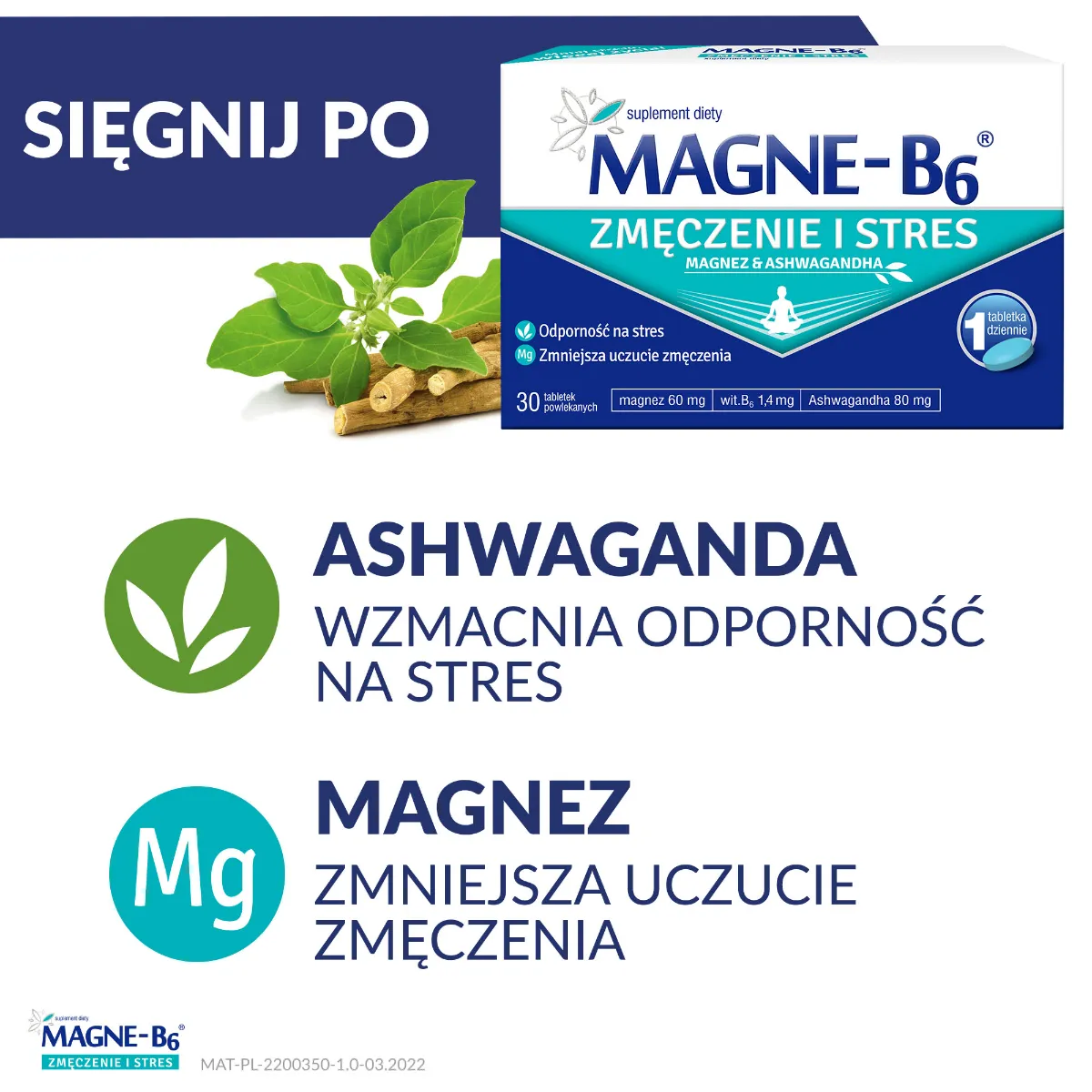 Magne-B6 Zmęczenie i Stres, suplement diety, 30 tabletek powlekanych 