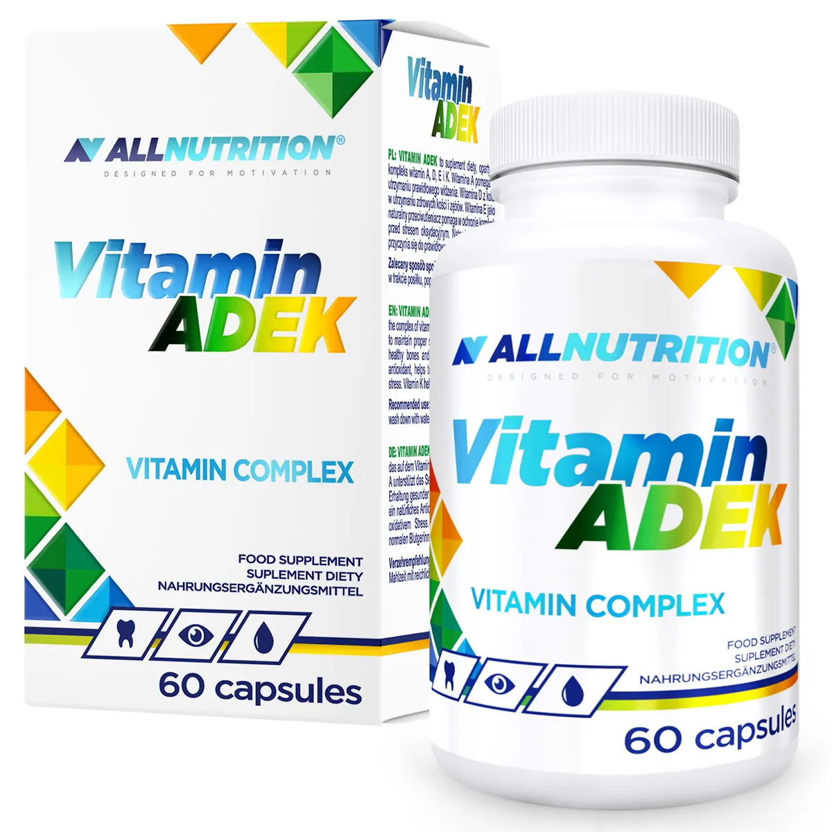 Allnutrition ADEK + Omega 3 Strong, suplement diety, 60 kapsułek