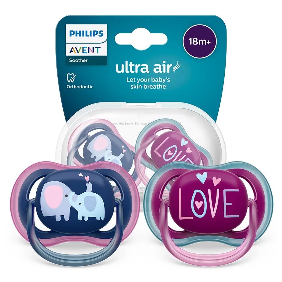 Philips Avent Ultra Air smoczek uspokajający ortodontyczny 18m+, SCF349/22, 2szt.