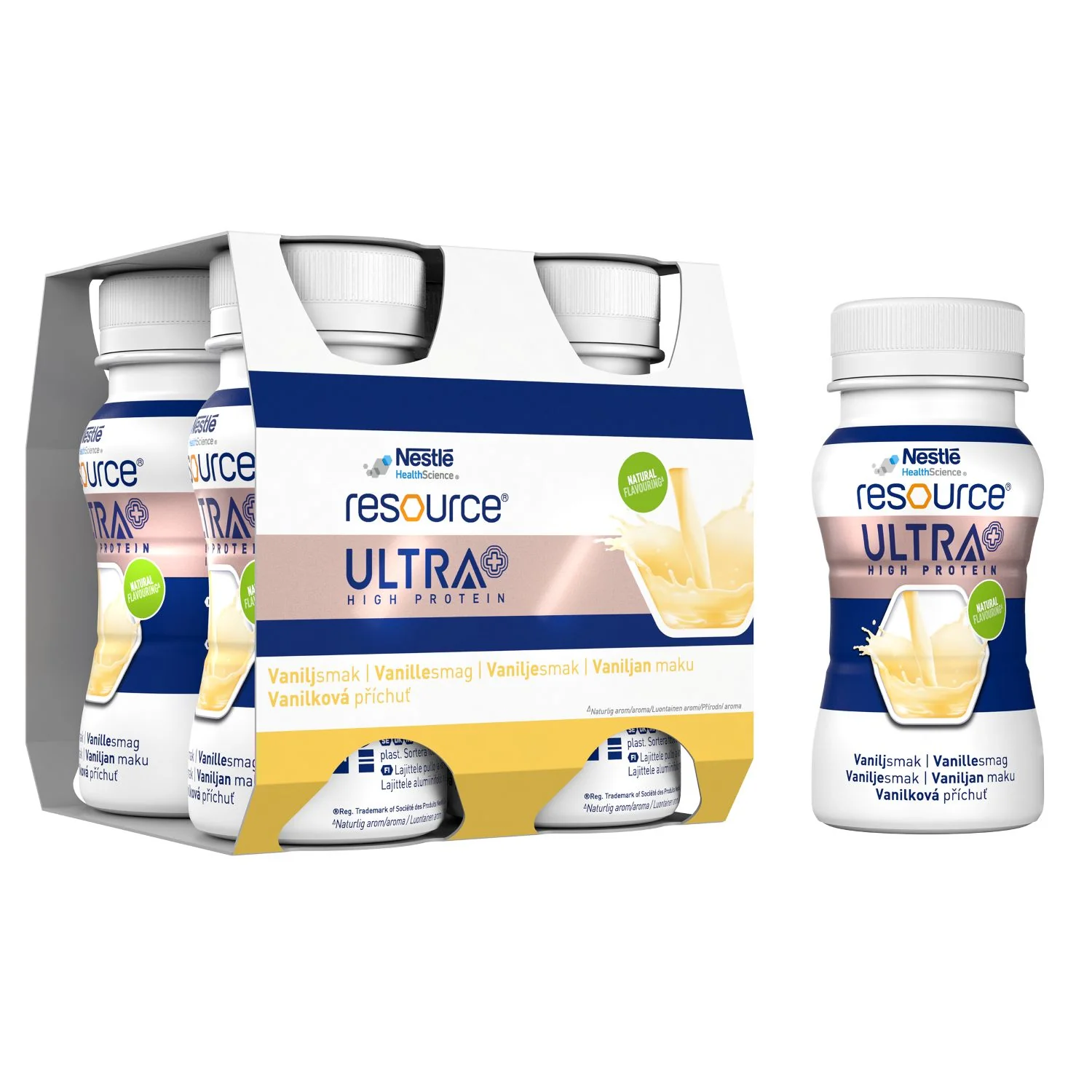 Nestlé Resource Ultra+ żywność specjalnego przeznaczenia smak waniliowy, 4 x 125 ml
