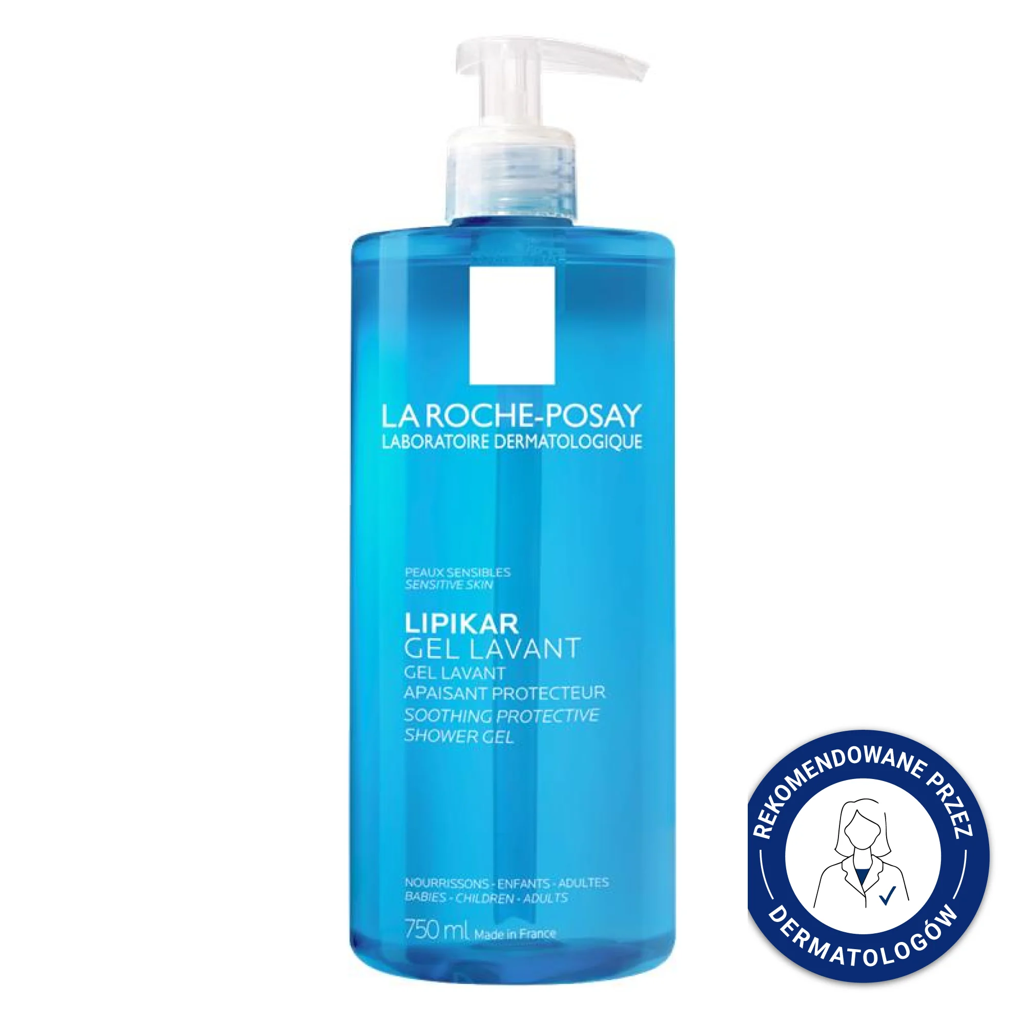 La Roche-Posay Lipikar Gel Levant 750 ml, kojący żel do mycia twarzy i ciała