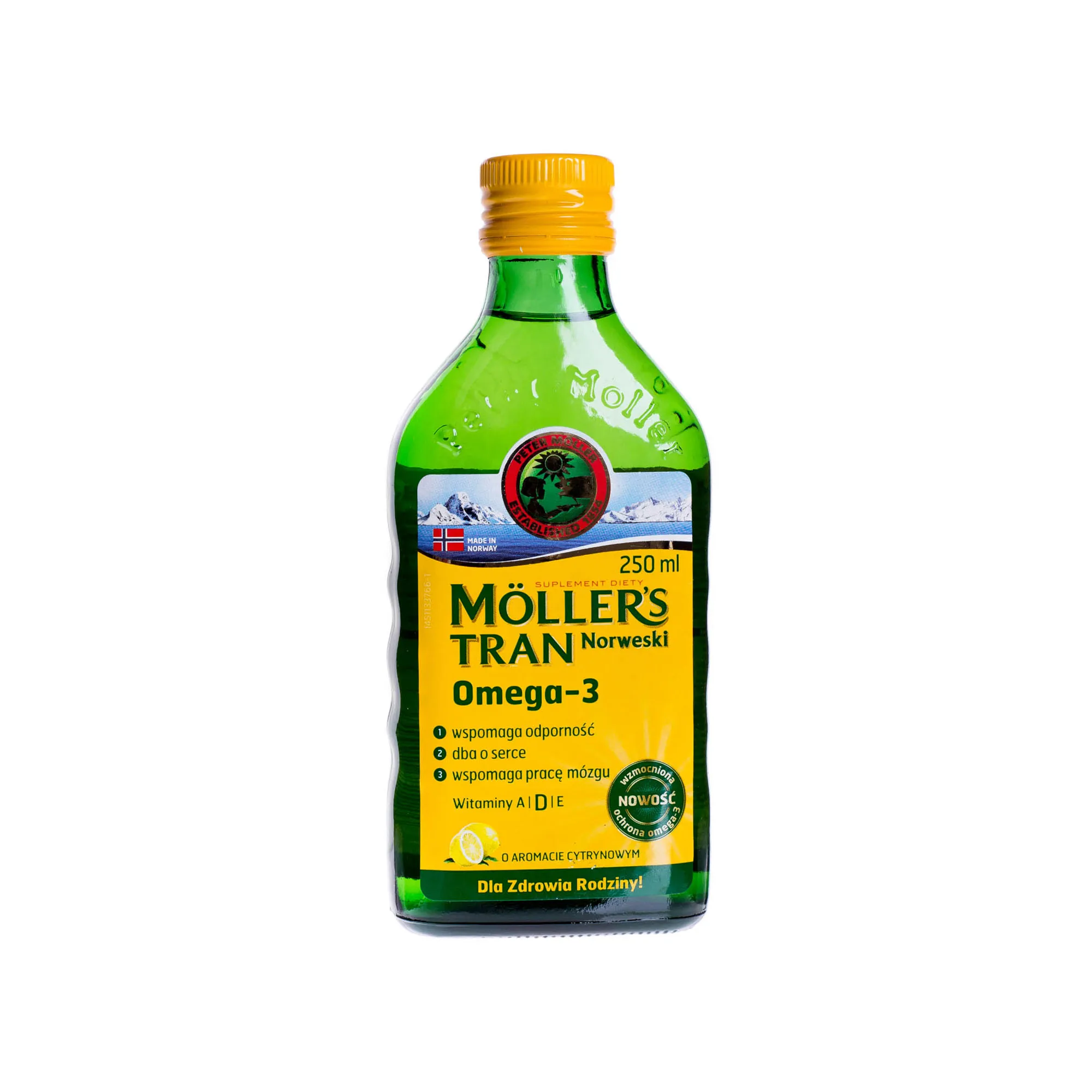 Moller's tran Norweski Omega-3, aromat cytrynowy, 250 ml