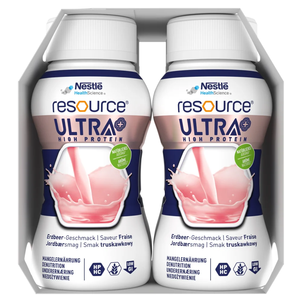 Nestlé Resource Ultra+ żywność specjalnego przeznaczenia smak truskawkowy, 4 x 200 ml