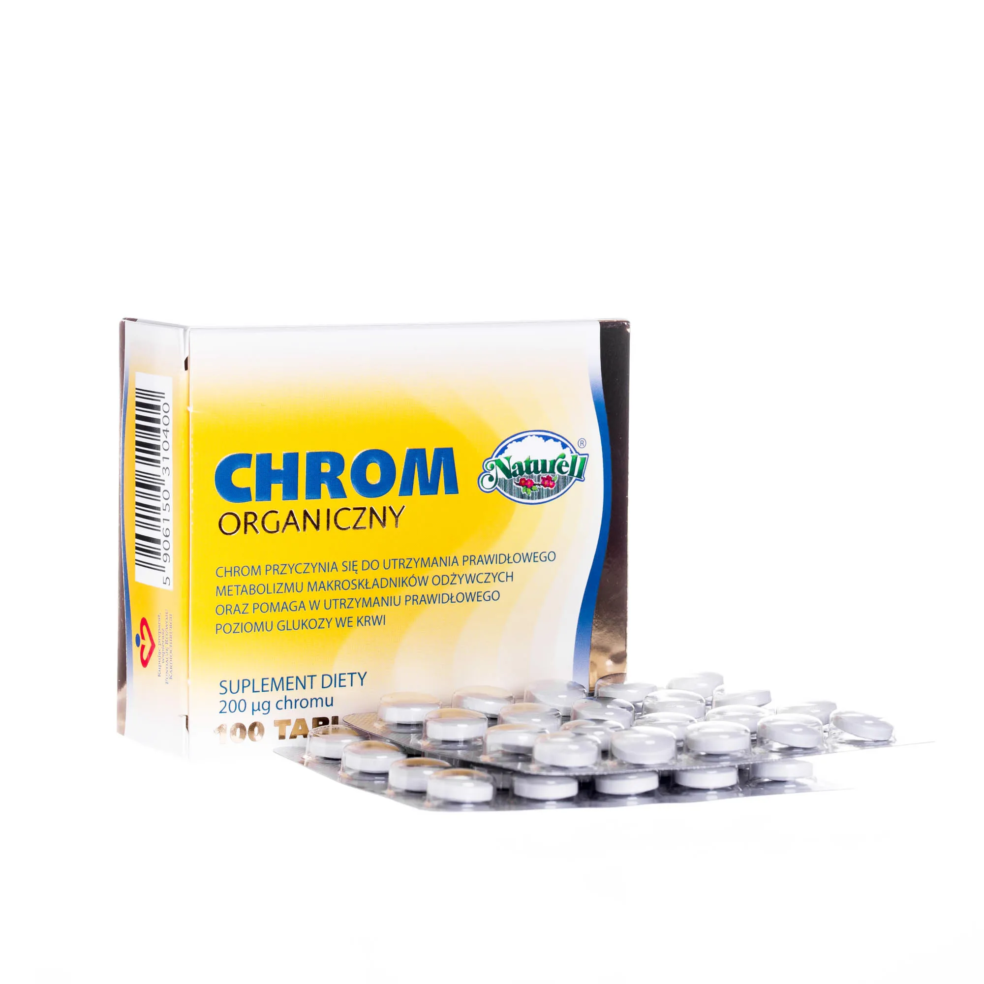 Chrom organiczny, suplement diety 200 μg Chromu, 100 tabletek