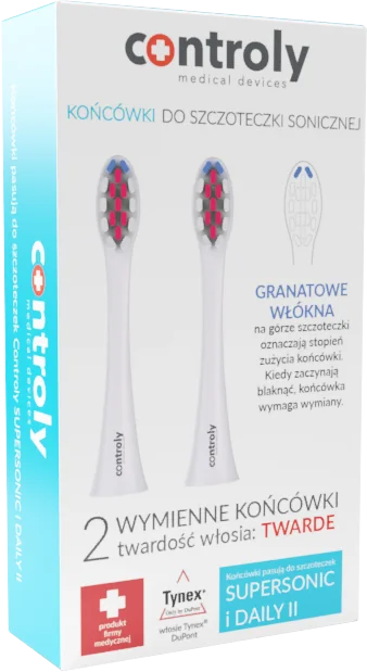 Controly Końcówki do szczoteczki Supersonic i Daily II twarde, białe, 2 sztuki