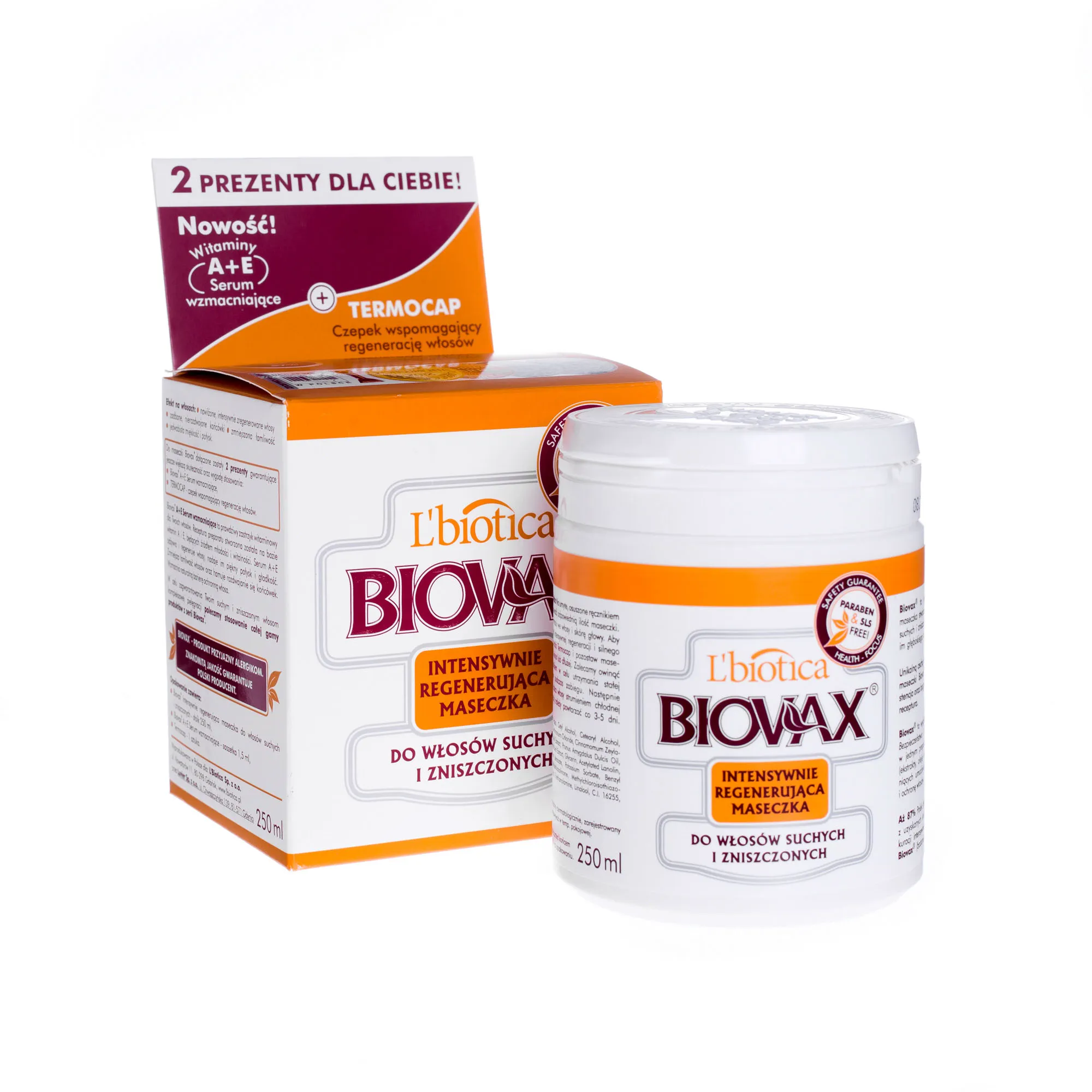 L'biotica Biovax, Intensywnie regenerująca maseczka do włosów suchych i zniszczonych, 250 ml 
