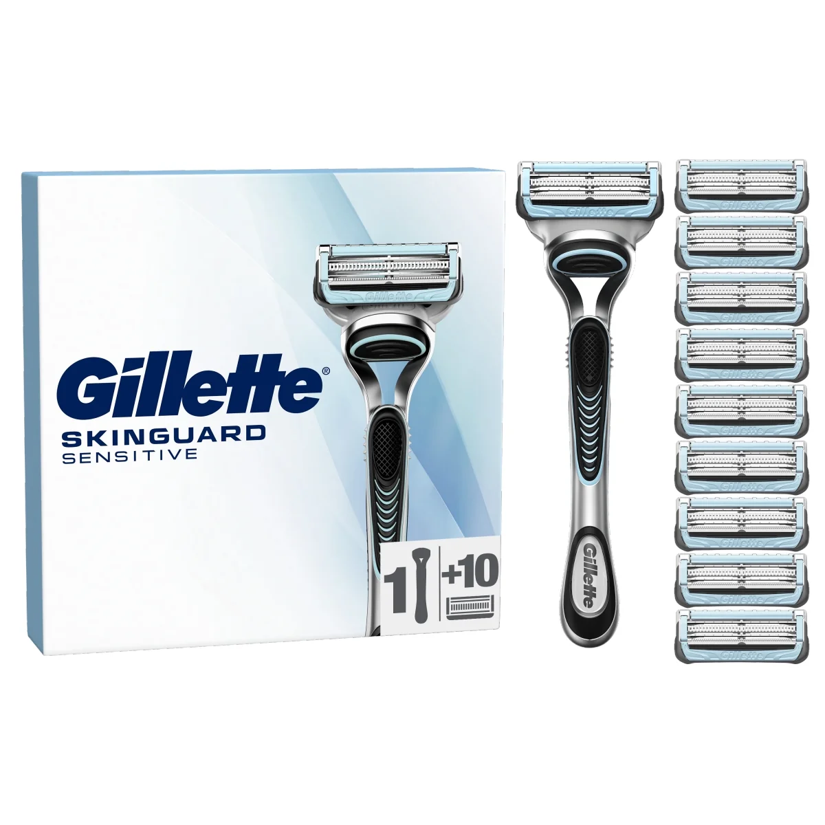 Gillette SkinGuard Sensitive maszynka do golenia dla mężczyzn, 1 rączka, 10 ostrzy wymiennych