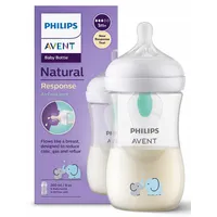 Philips Avent Natural Response butelka responsywna z wentylem AirFree ze słonikami SCY673/81, 1 szt.
