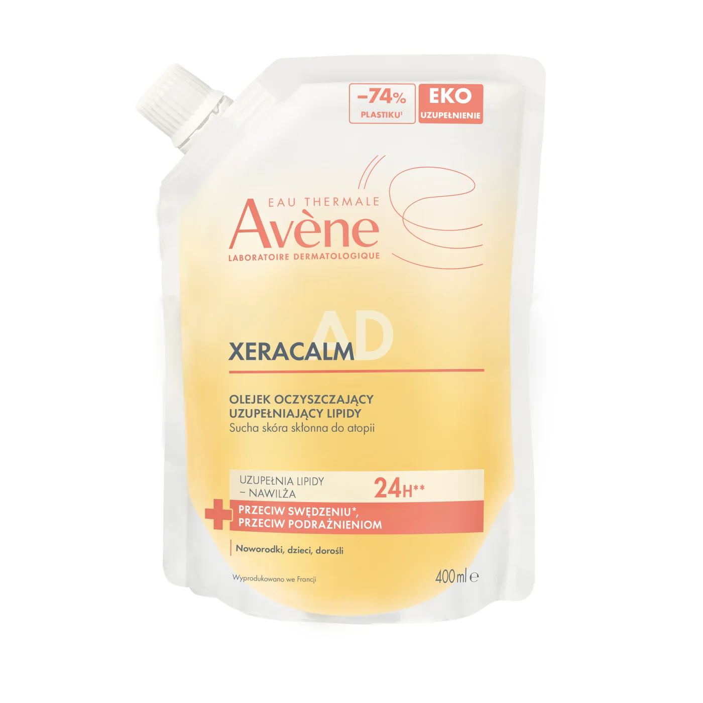 Avène XeraCalm AD olejek oczyszczający uzupełniający lipidy, refill, 400 ml