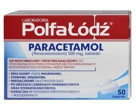 Polfa-Łódź Paracetamol, 500 mg, 50 tabletek