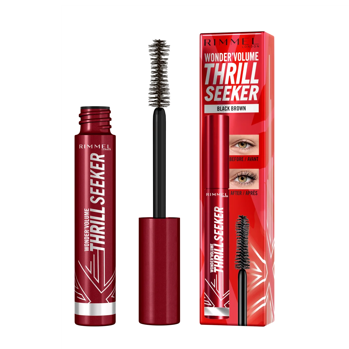 Rimmel Wonder’Volume Thrill Seeker maskara zwiększająca objętość, 002 Black Brown, 8 ml