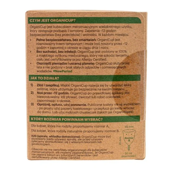 OrganiCup kubeczek menstruacyjny, rozmiar B, 1 szt.