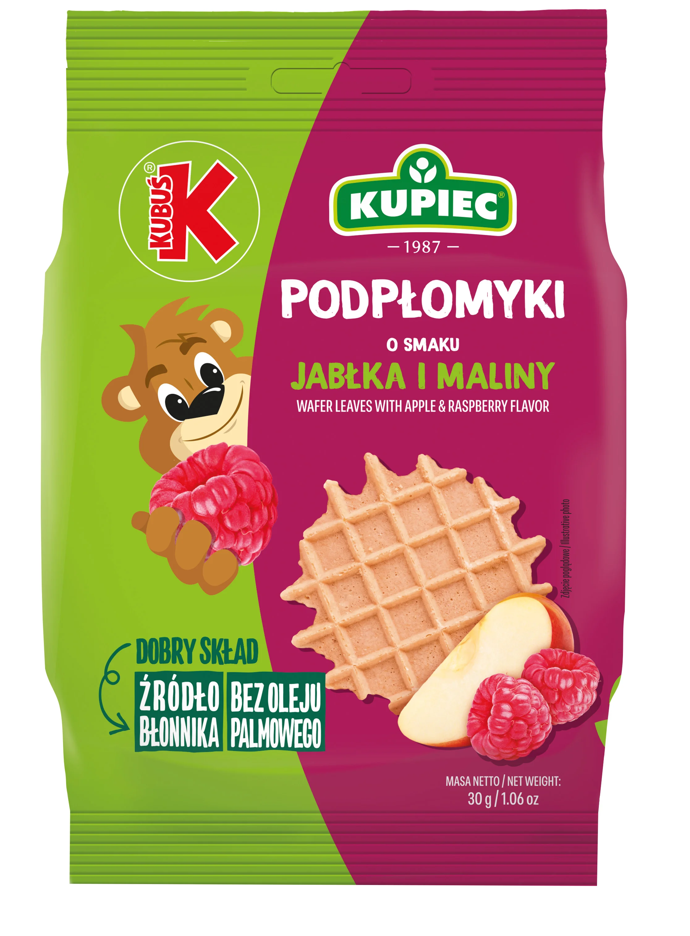 Kupiec podpłomyki o smaku jabłka i maliny, 30 g