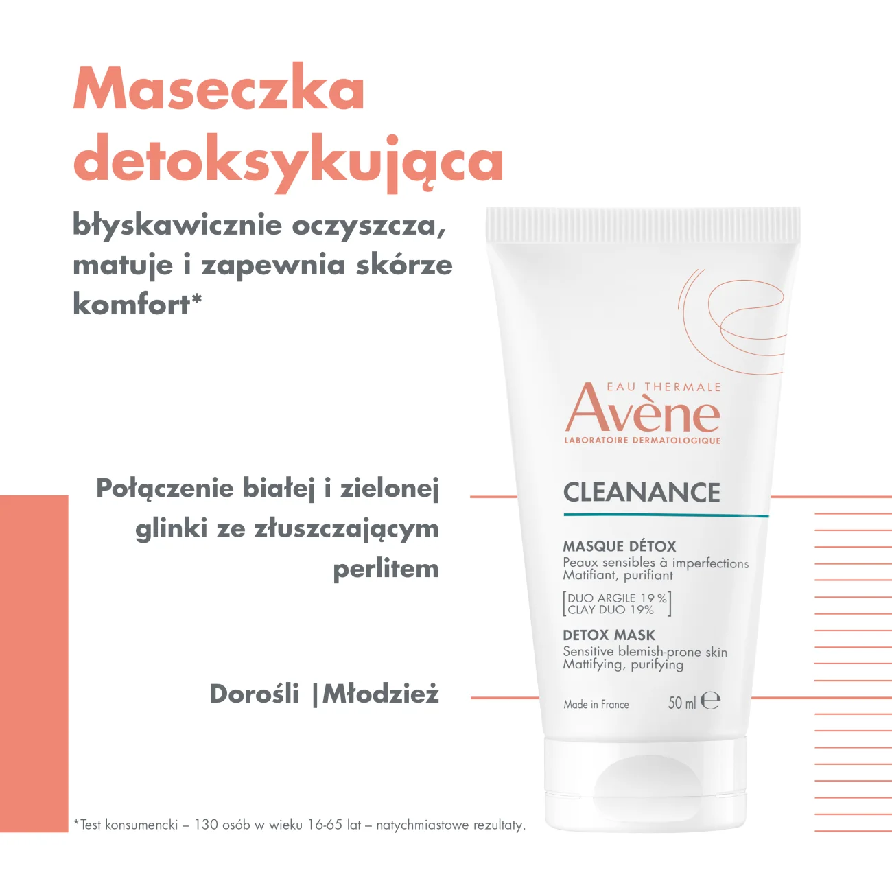 Avène CLEANANCE maseczka do twarzy oczyszczająca, 50 ml