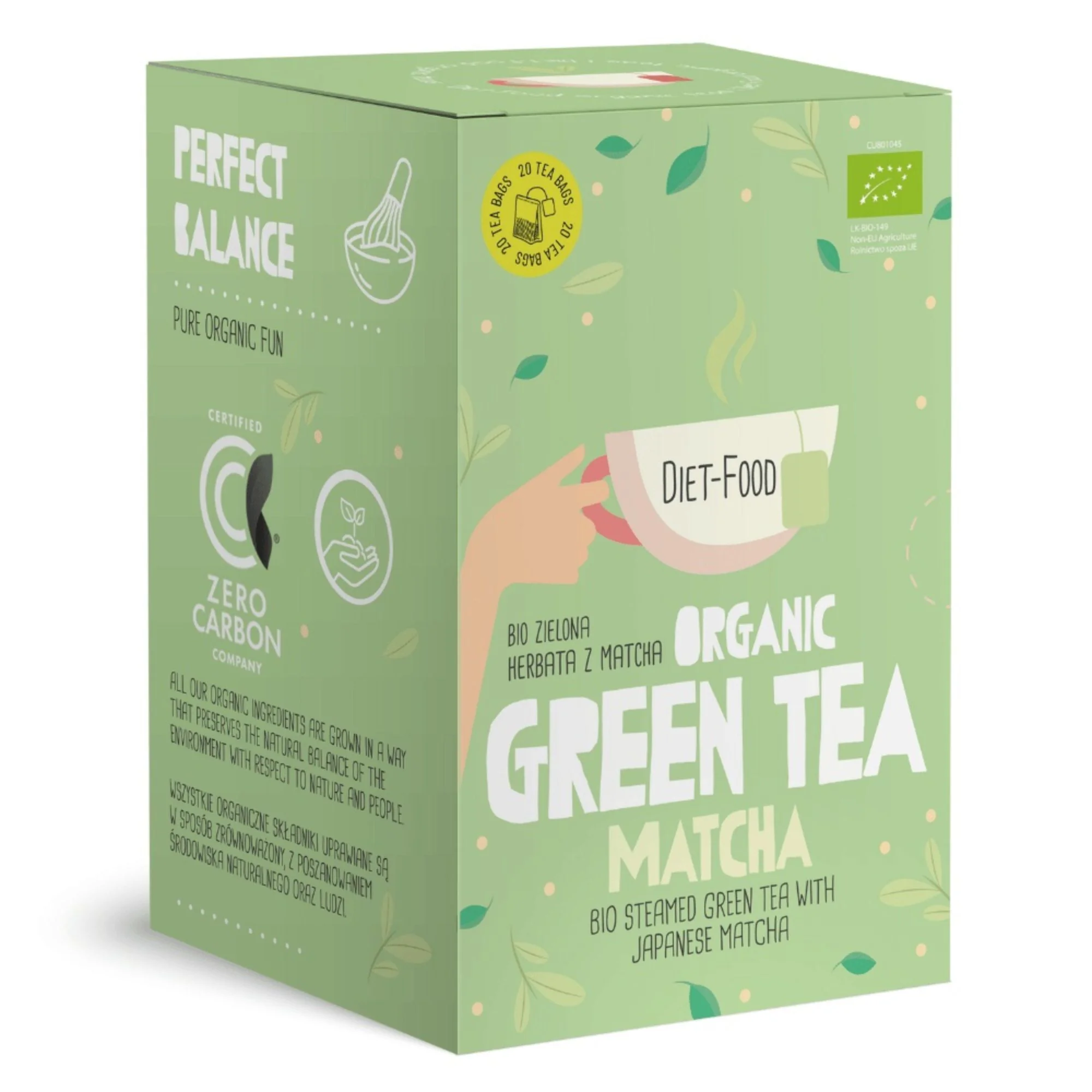 DIET-FOOD Organic Green Tea Matcha herbata, 20 torebek, 40 g