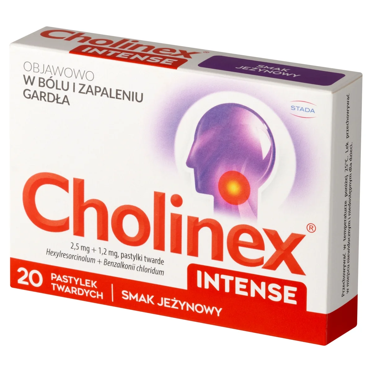 Cholinex Intense 2,5 mg + 1,2 mg, 20 pastylek twardych