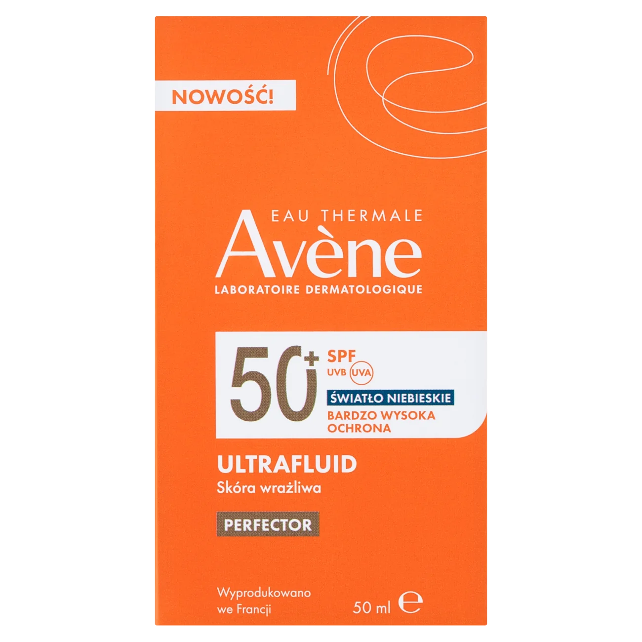 Avène Bardzo wysoka ochrona przeciwsłoneczna Ultra Fluid Perfector SPF 50+, 50 ml