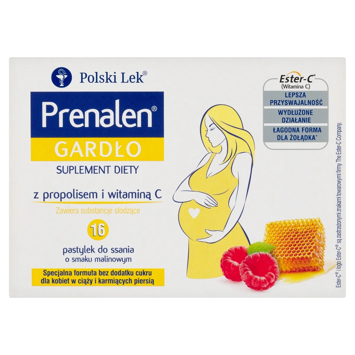 Prenalen Gardło suplement diety w postaci pastylek do ssania, specjalna formuła bez cukru, 16 pastylek