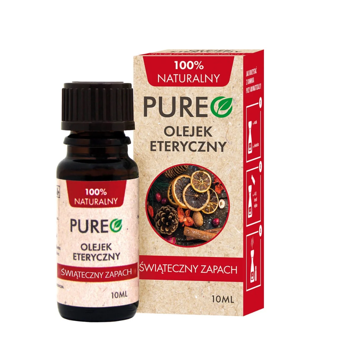 Pureo naturalny olejek eteryczny świąteczny zapach, 10 ml