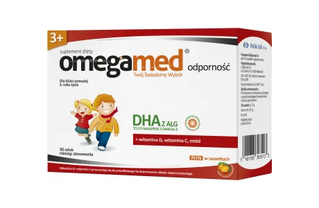 Omegamed Odporność 3+, smak pomarańczowy, suplement diety, 30 saszetek