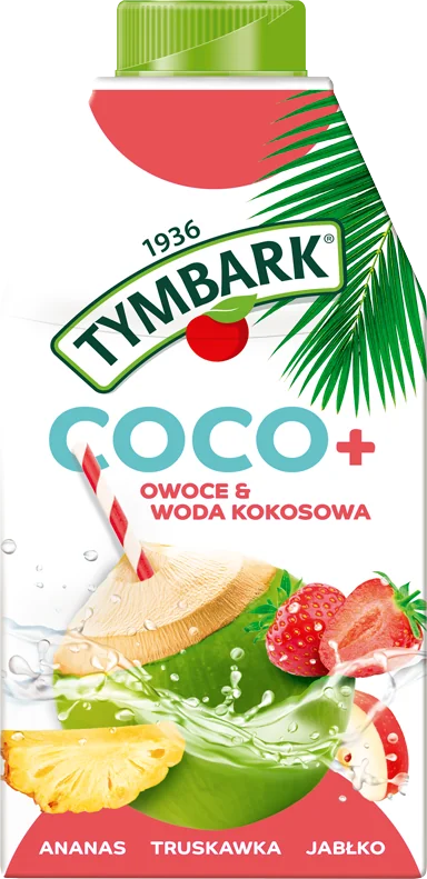 Tymbark Coco+ napój ananas truskawka jabłko, 500 ml