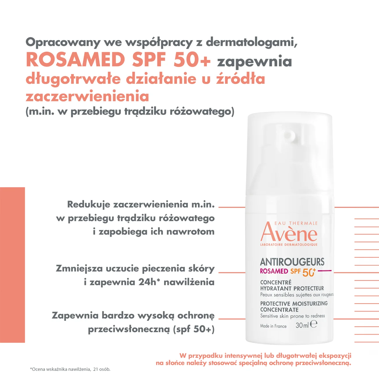 Avéne Antirougeurs Rosamed koncentrat nawilżająco-ochronny SPF 50+, 30 ml