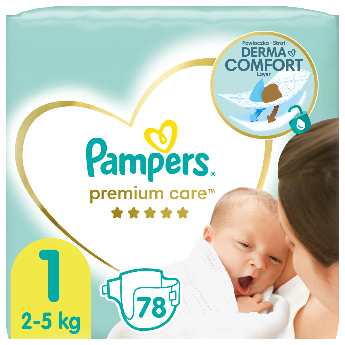 Pampers Premium Care, pieluchy, rozmiar 1, 2-5 kg, 78 sztuk 