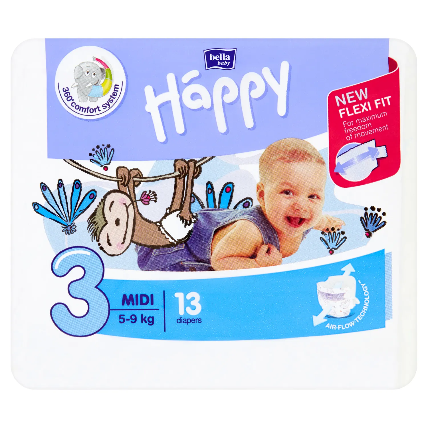 Bella Baby Happy, Midi 5 - 9 kg,  pieluszki jednorazowe, 13 sztuk