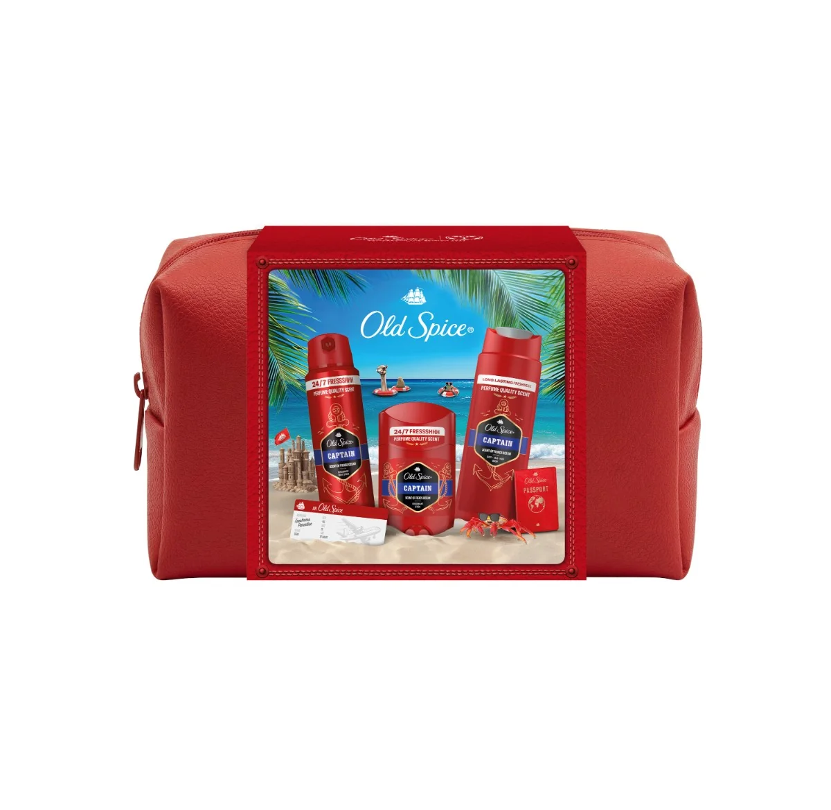 Old Spice Capitan Zestaw dezodorant w sztyfcie, 50 ml + żel pod prysznic, 250 ml + kosmetyczka
