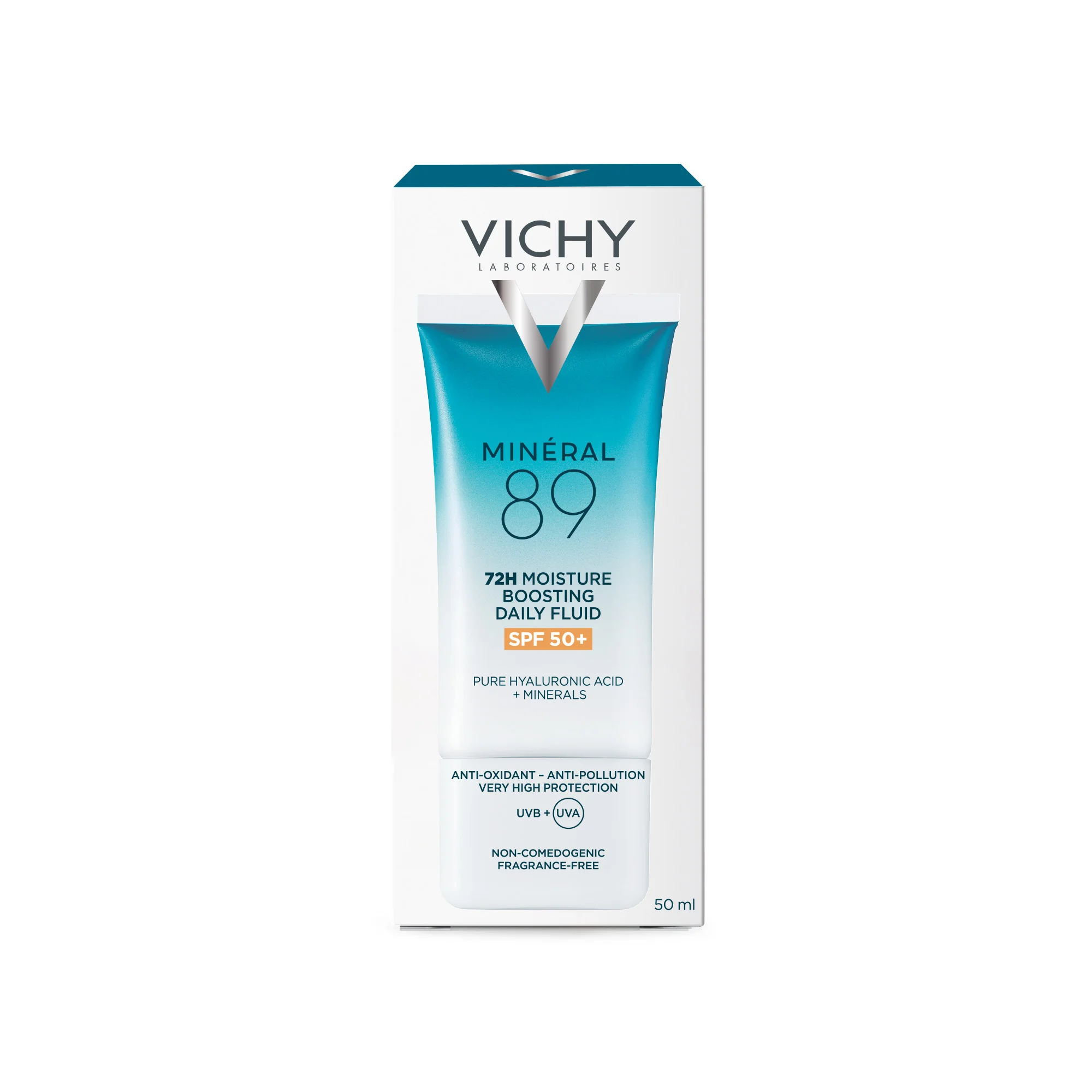 Vichy Mineral 89, niewidoczny krem-fluid nawilżający 72H, SPF 50+, 50 ml