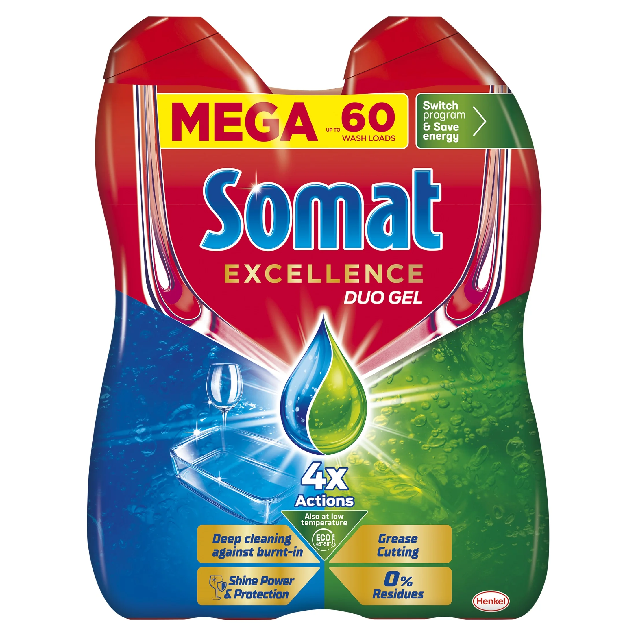 Somat Excellence Duo żel do zmywarki, 2 x 540 ml