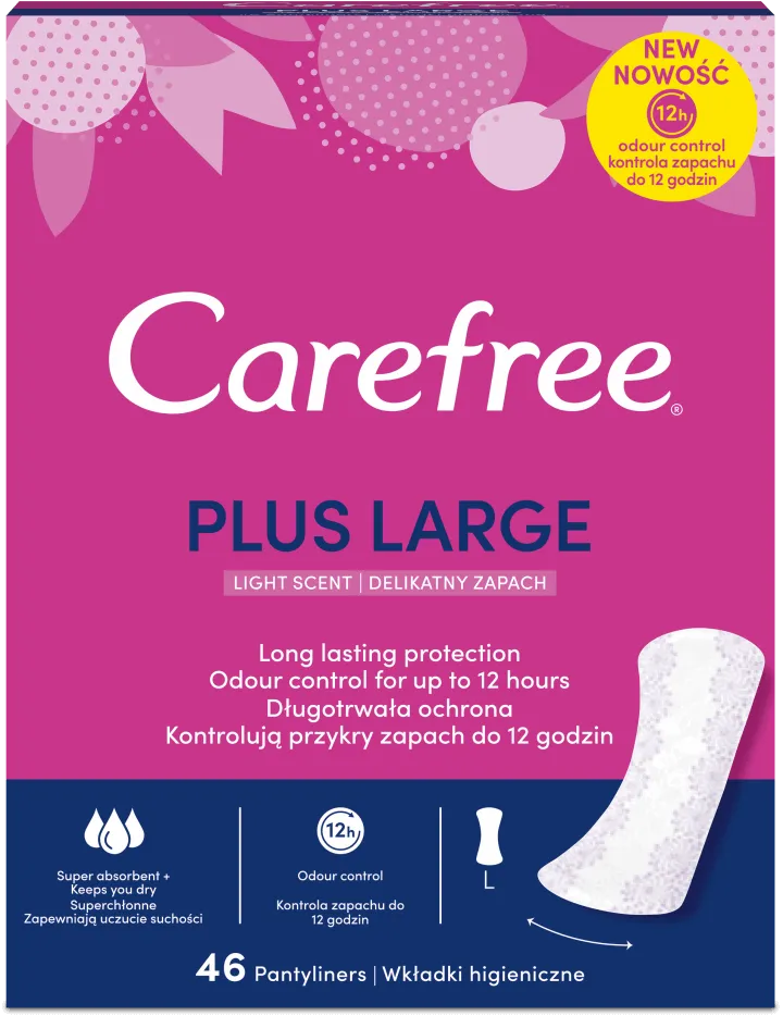 Carefree Plus Large, wkładki higieniczne, 46 sztuk