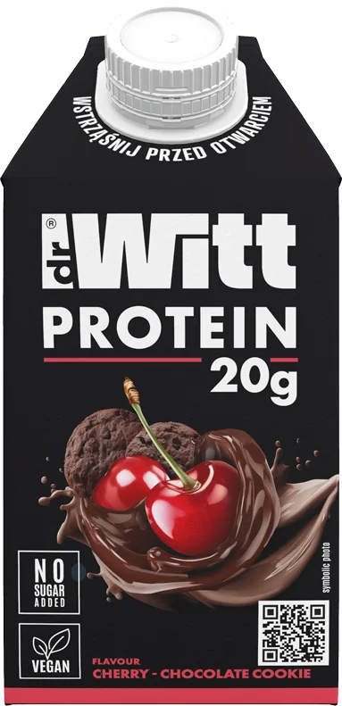 DrWitt Protein koktajl o smaku czekoladowego ciastka z wiśnią, 500 ml