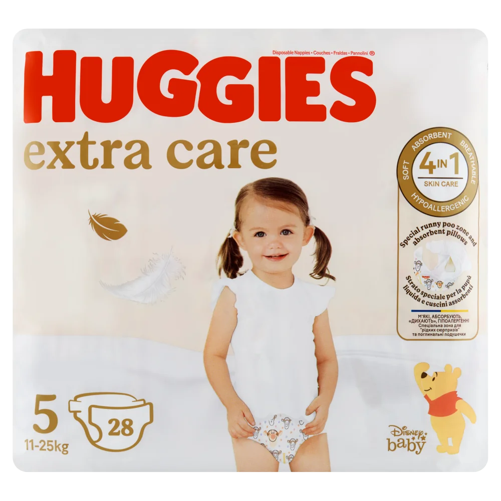 Huggies Extra Care Jumbo pieluchy rozmiar 5 11-25 kg, 28 szt.
