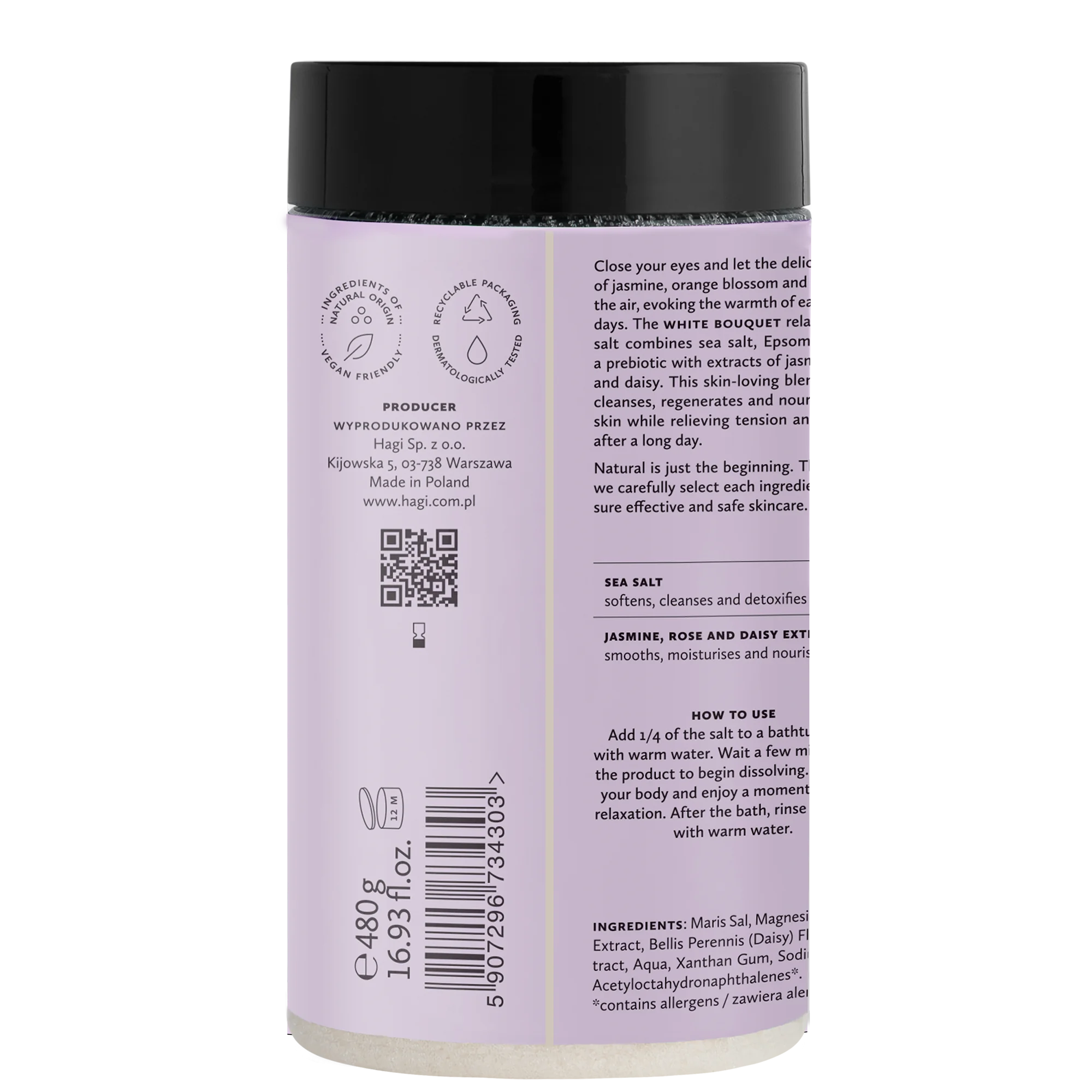 Hagi Biały Bukiet sól do kąpieli, 480 g