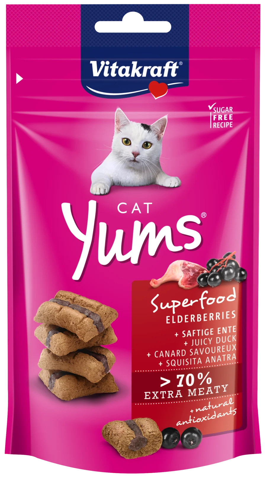 Vitakraft Cat Yums przysmak dla kota kaczka z czarnym bzem, 40 g
