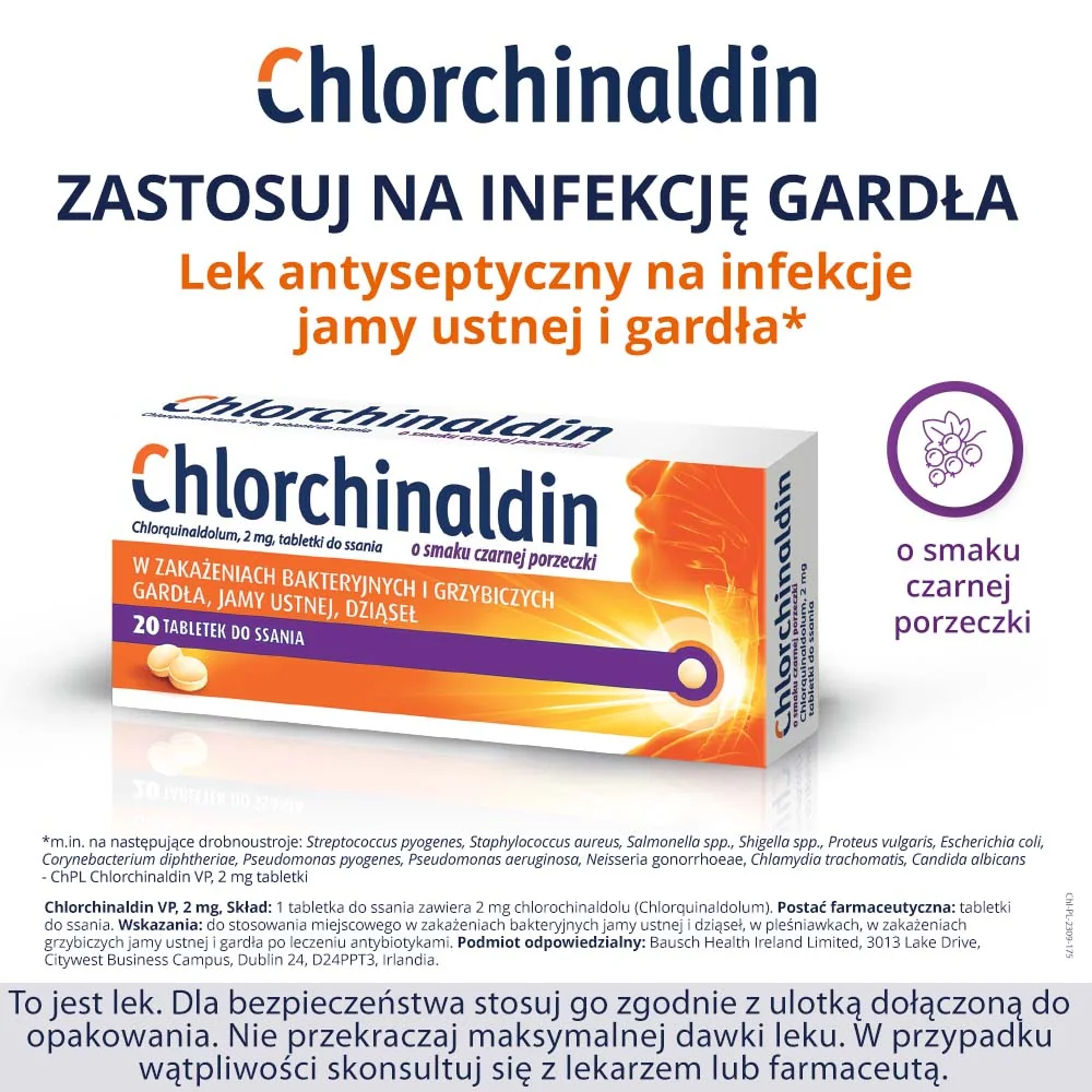 Chlorchinaldin VP 2 mg 20 tabletek do ssania