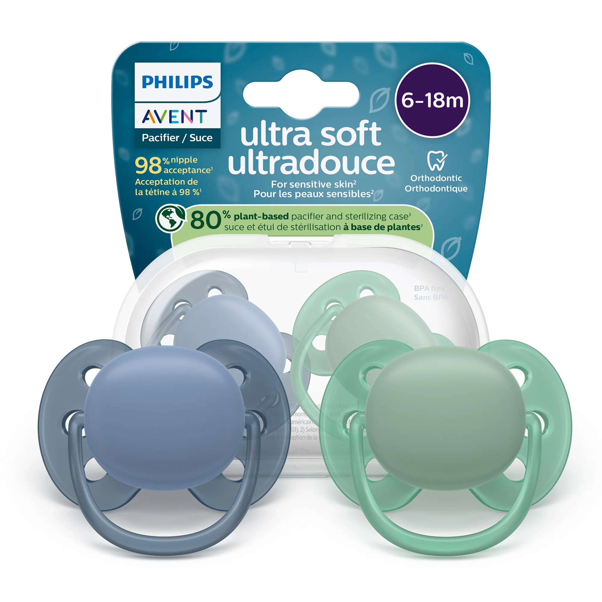 Philips Avent Ultra Soft ortodontyczny smoczek uspokajający 6-18 m, 2 sztuki