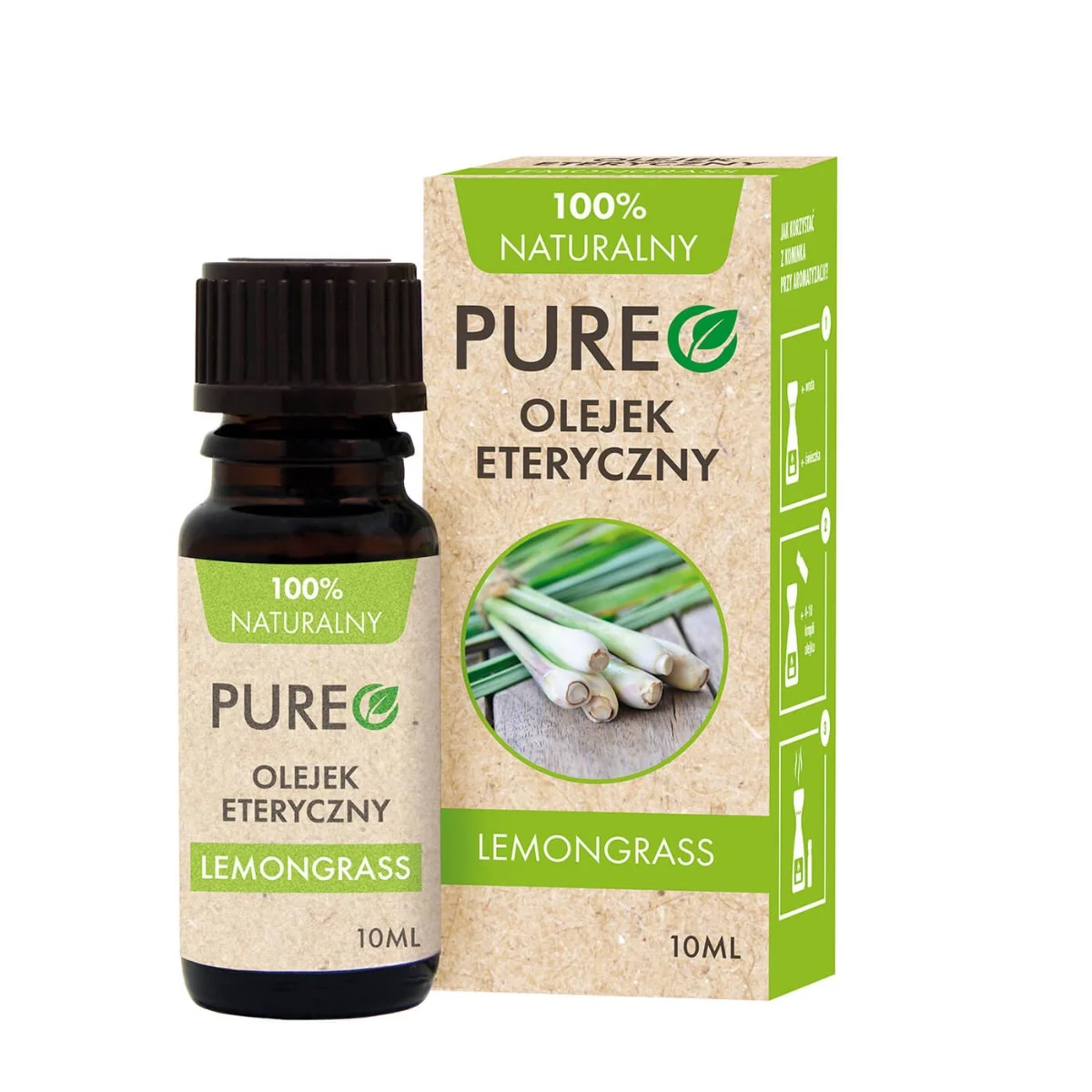 Pureo naturalny olejek eteryczny Lemongrass, 10 ml