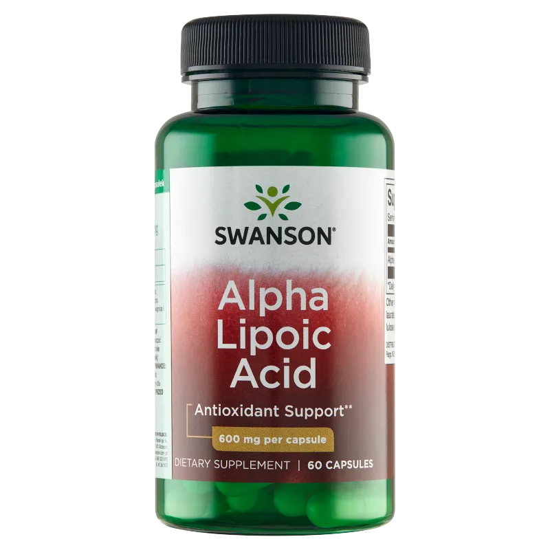 Swanson, ALA - kwas alfa liponowy, 600 mg, suplement diety, 60 kapsułek