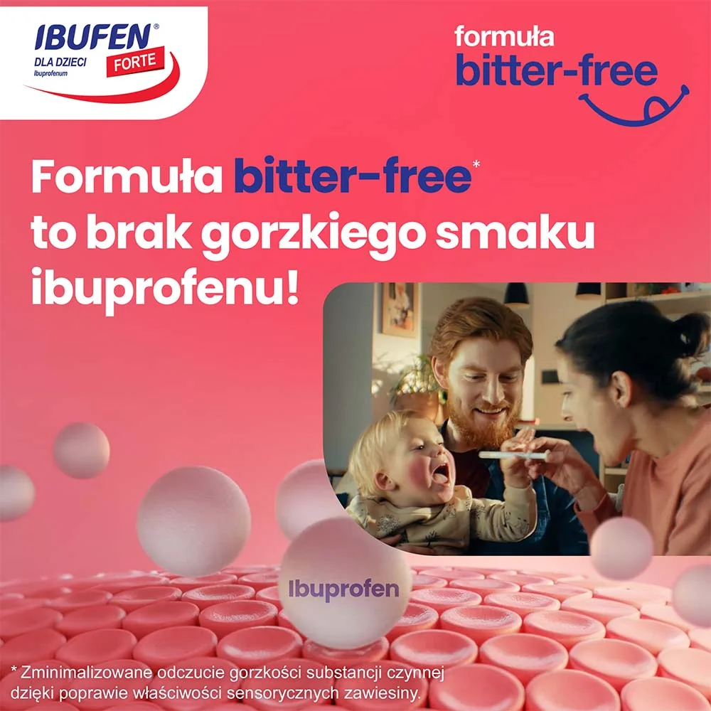 Ibufen Forte 200 mg/5 ml syrop dla dzieci o smaku truskawkowym, 100 ml