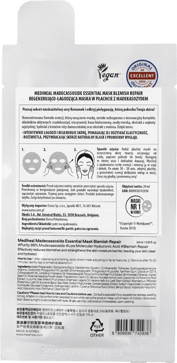 Mediheal Madecassoside Blemish Repair maska do twarzy, 24 ml