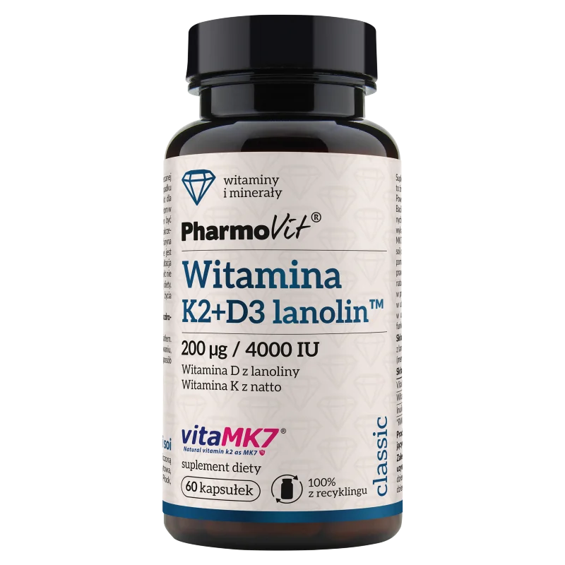 Pharmovit Classic K2 + D3 lanolin™ 200 µg/4000IU 60 kapsułek