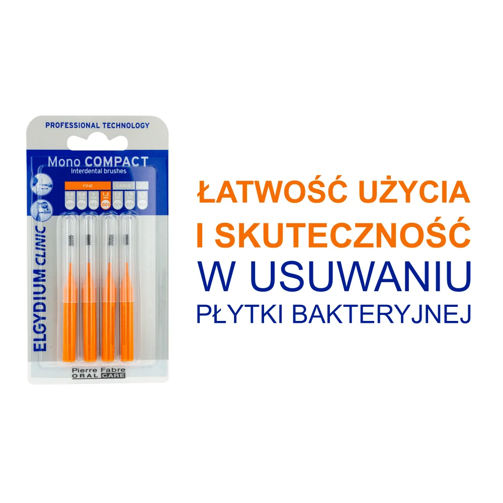 Elgydium Clinic Mono Compact szczoteczka międzyzębowa ISO 3 1,2 mm pomarańczowa, 4 szt.