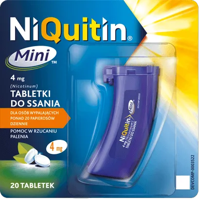 NiQuitin Mini, Nicotinum 4 mg, tabletki do ssania, 20 tabletek