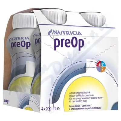 PreOp, preparat płynny dla pacjentów chirurgicznych, smak cytrynowy, 4 x 200 ml