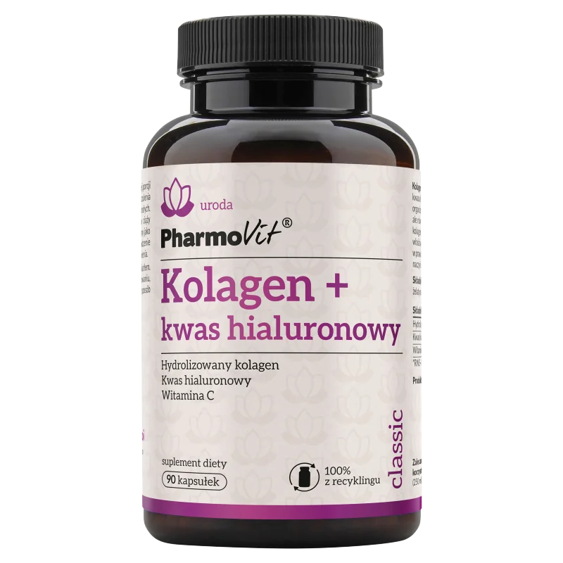 Pharmovit Classic Kolagen + kwas hialuronowy suplement diety, 90 kapsułek