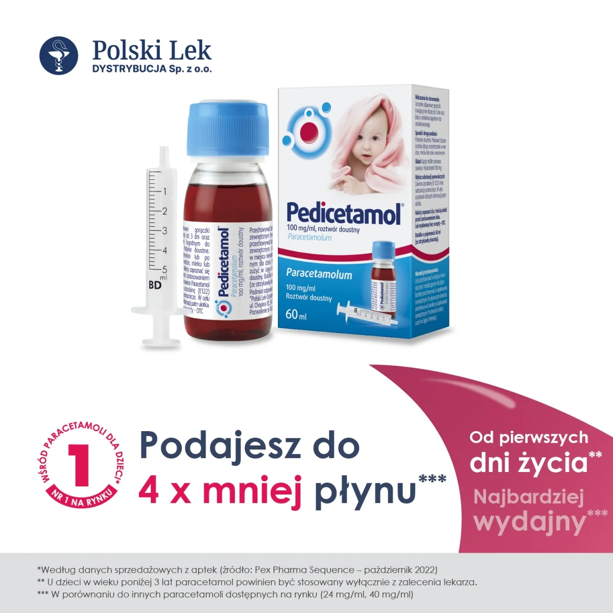 Pedicetamol 100 mg/ml, roztwór doustny, 60 ml