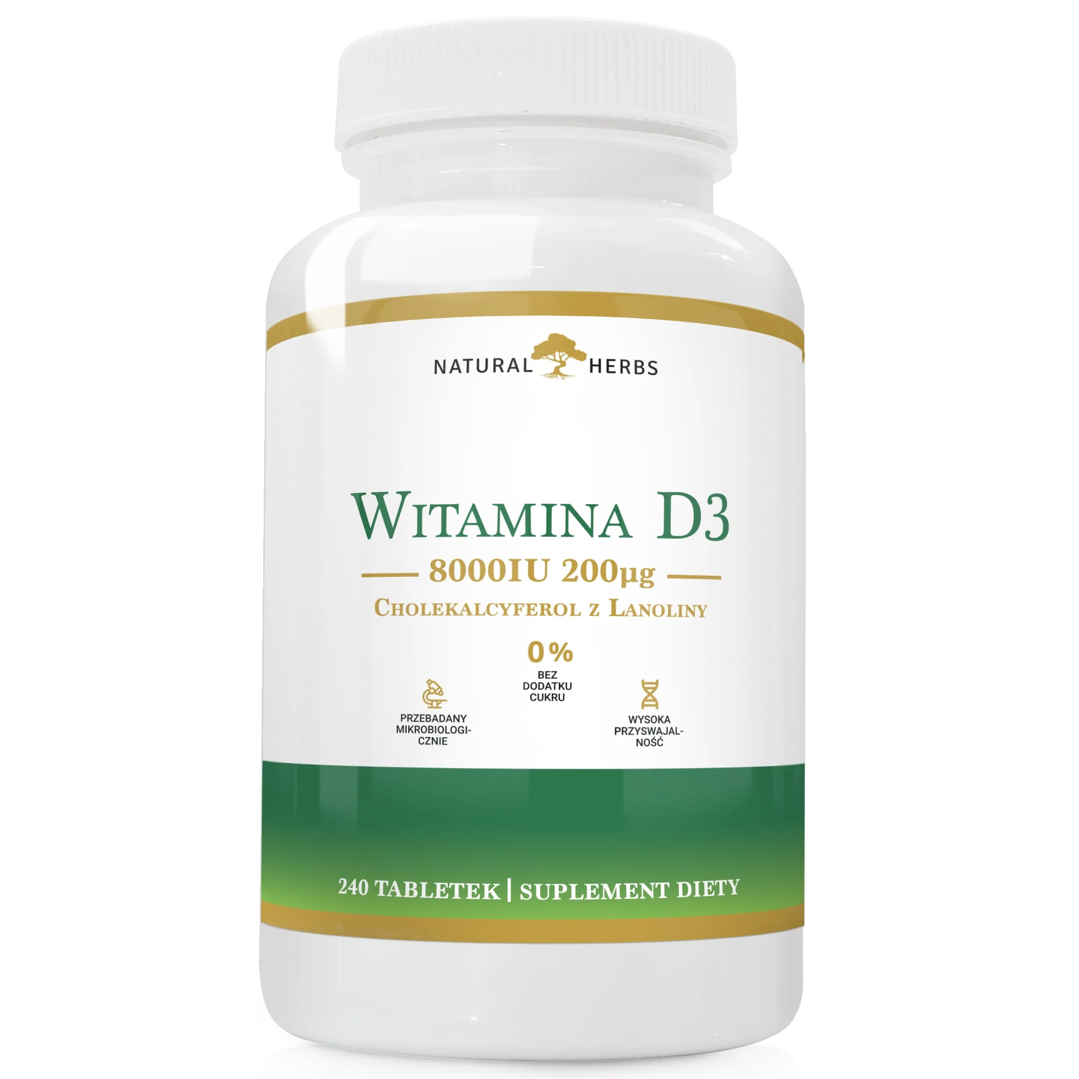 Natural Herbs Witamina D3 8000 IU 240 tabletek