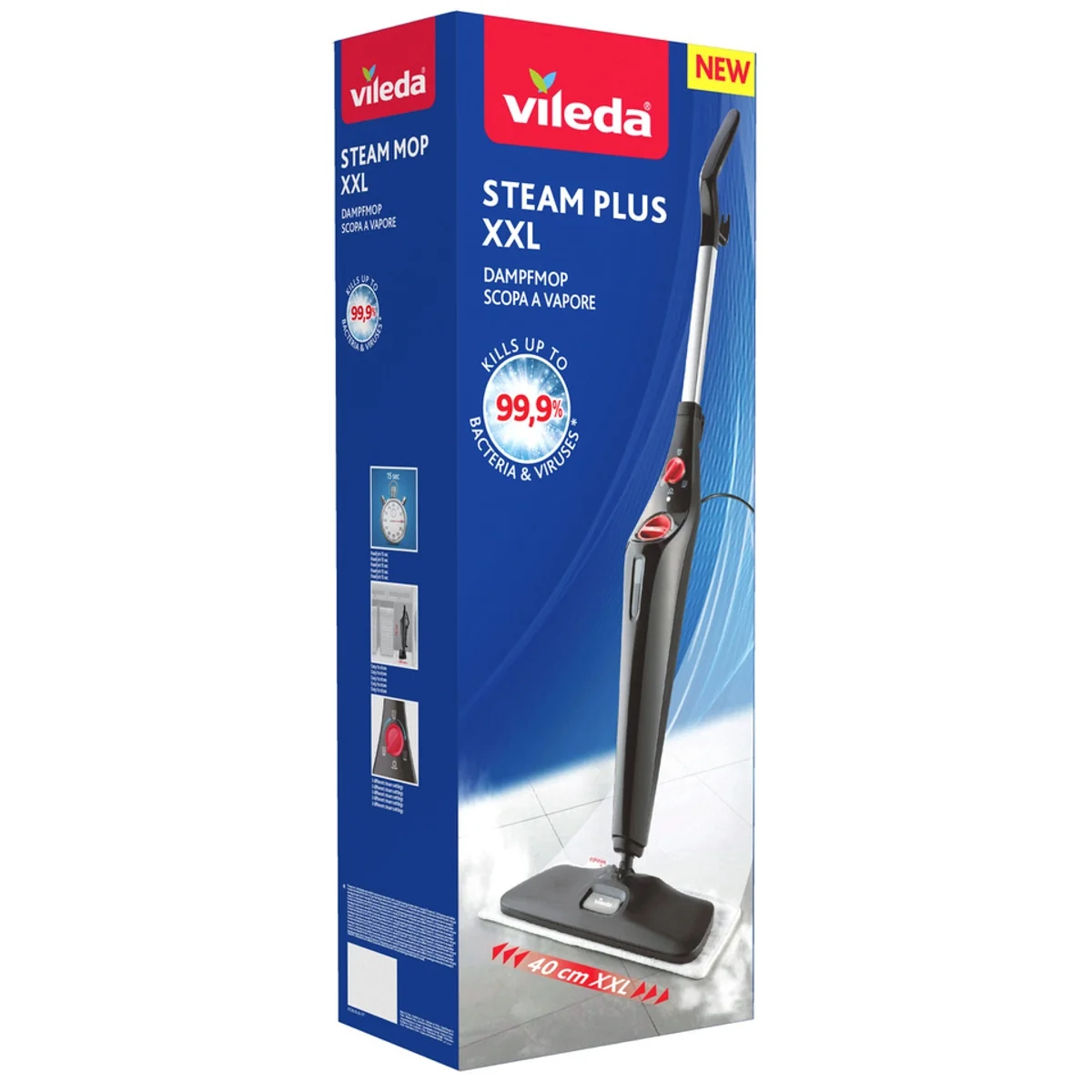 Vileda Steam Plus XXL mop parowy, 1 sztuka + 2 wkłady